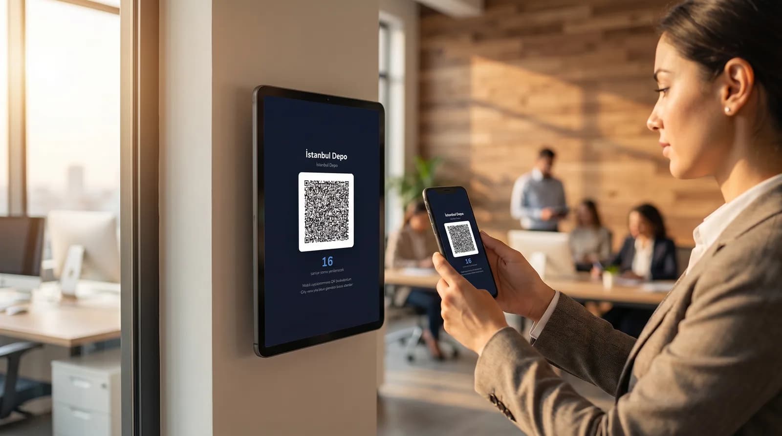 Contactless kiosk clock-in β no hardware required