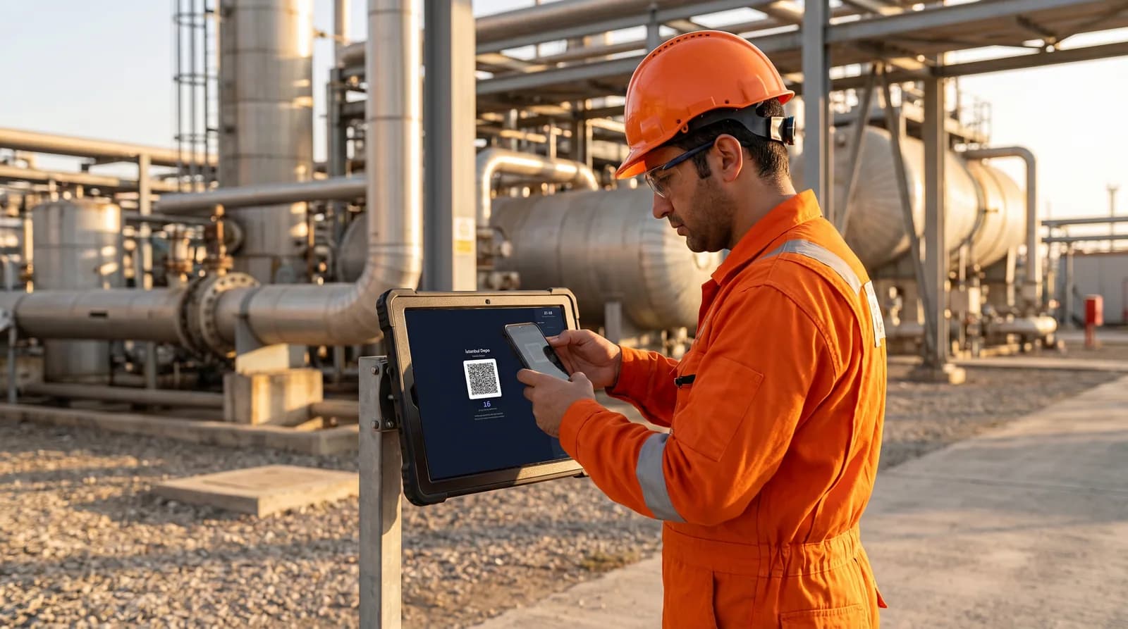 Field crew clocking in at a remote energy site with GPS