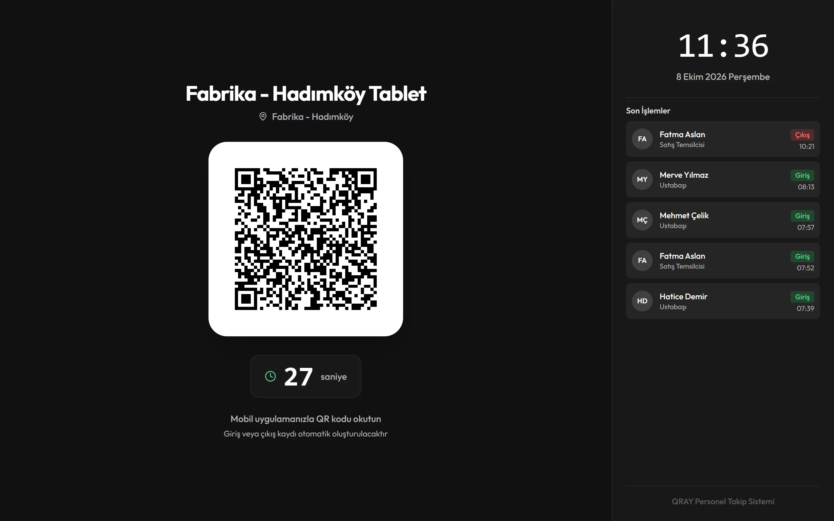 Electron ile açılan web QR ekranı